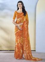 Georgette Orange Party Wear Printed Ready To Wear Saree